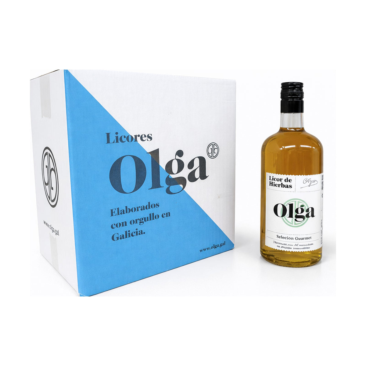 Caja con seis botellas de Licor de Hierbas Olga de 70 cl
