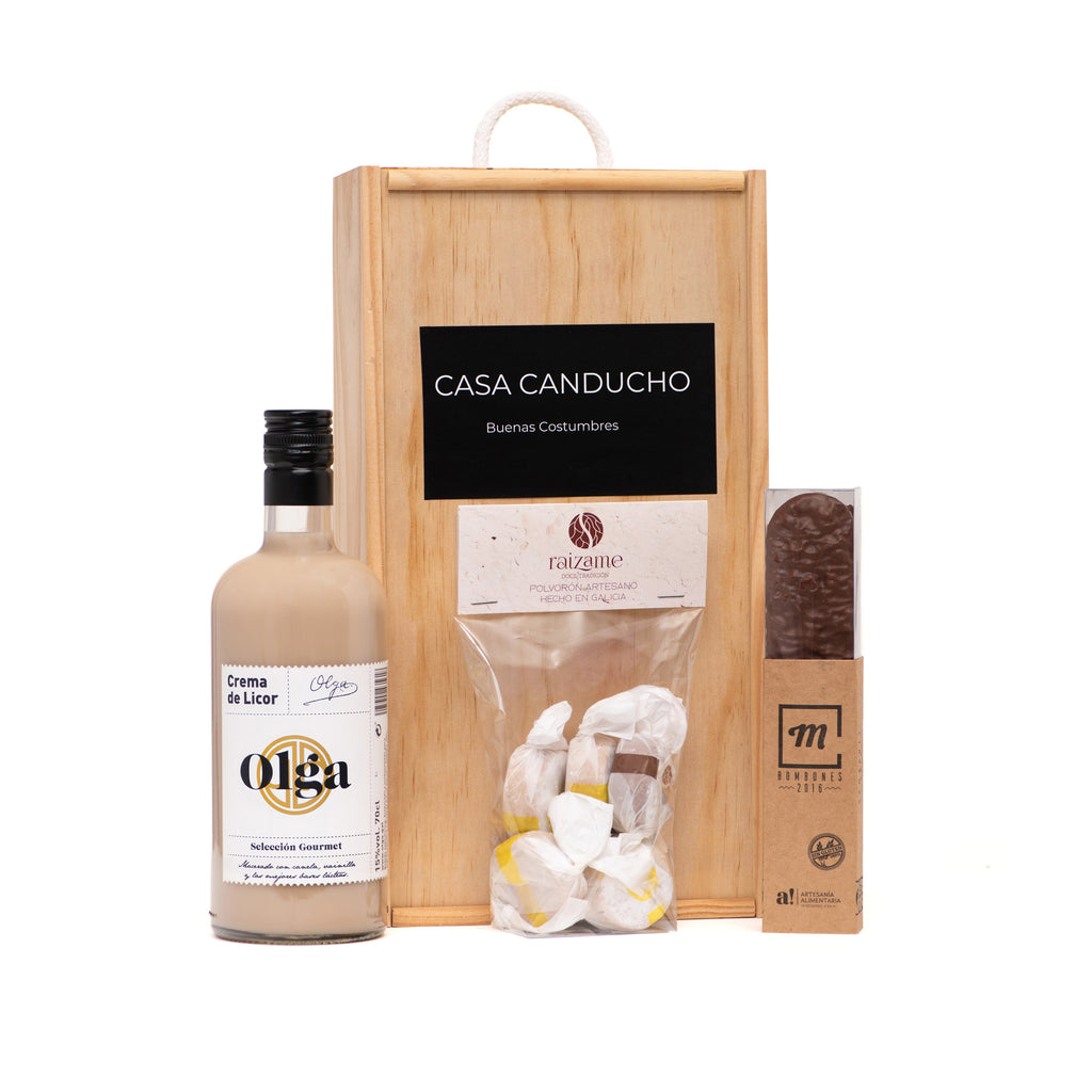 Lote de Navidad Acebo 2026 de Casa Canducho, en embalaje de madera, con todos sus productos