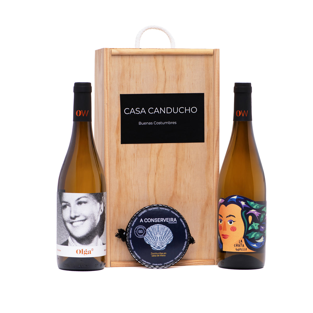 Lote de Navidad Castaño 2026 de Casa Canducho, en embalaje de madera, con todos sus productos