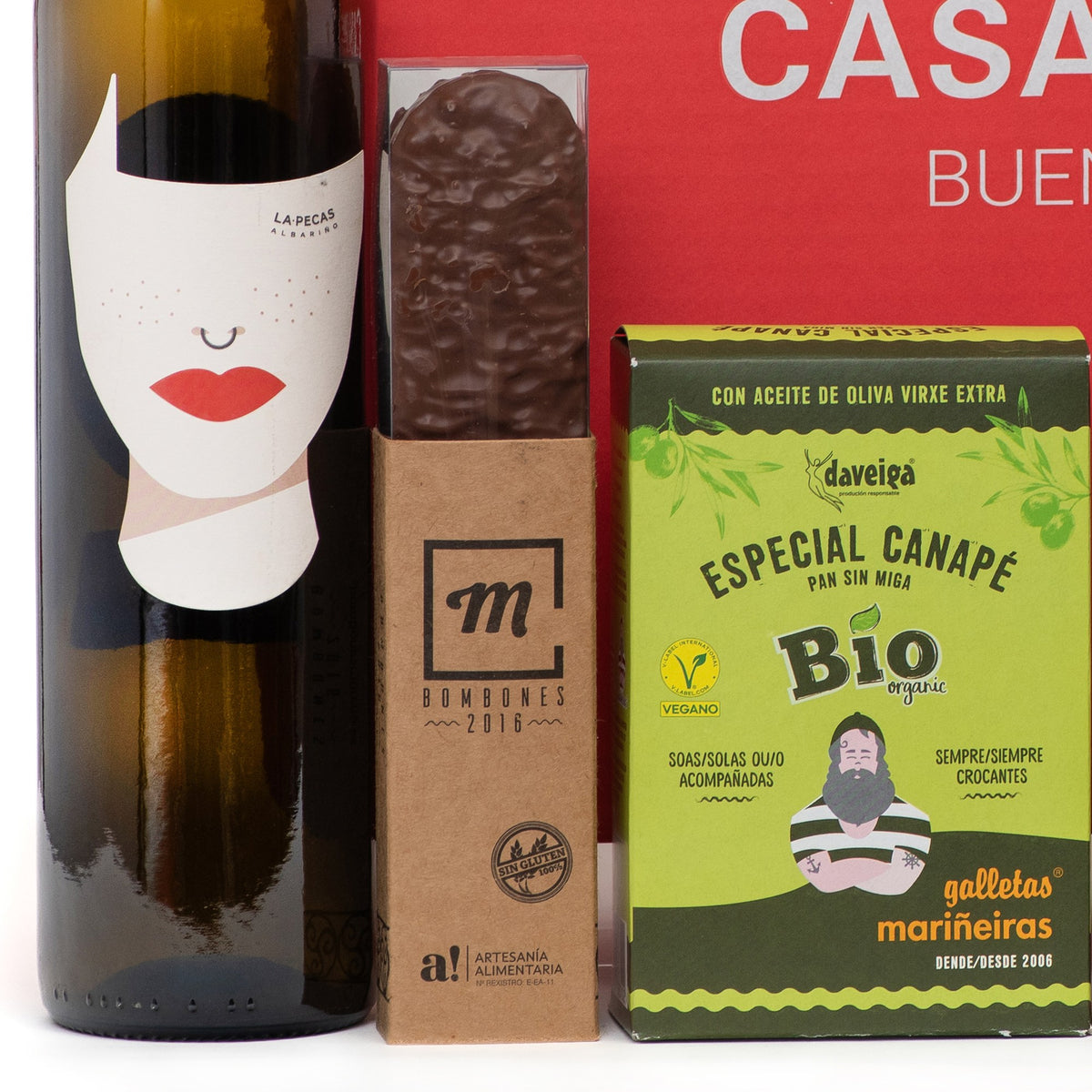 Río Sar, lote de Navidad 2026. Detalle de los productos, a la izquierda.